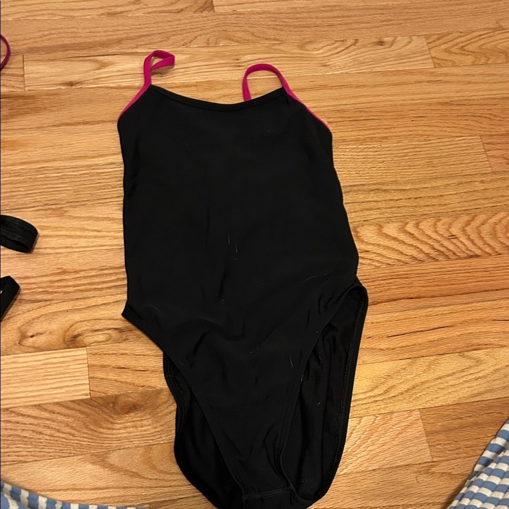 Jolyn Clothing Black One Piece with Pink Straps